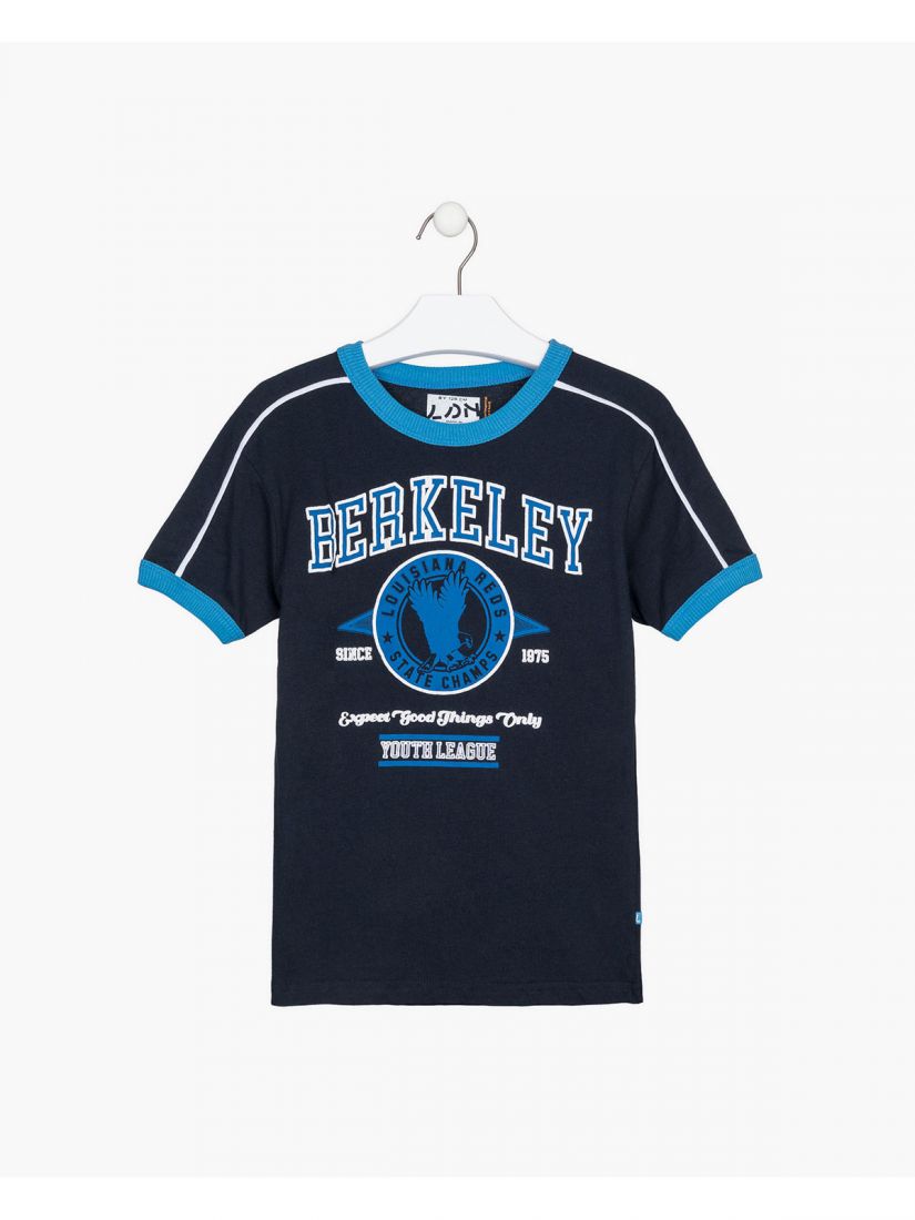 Μπλούζα κοντομάνικη βαμβακερή Losan Try με διάφορα print μπλε ρουά