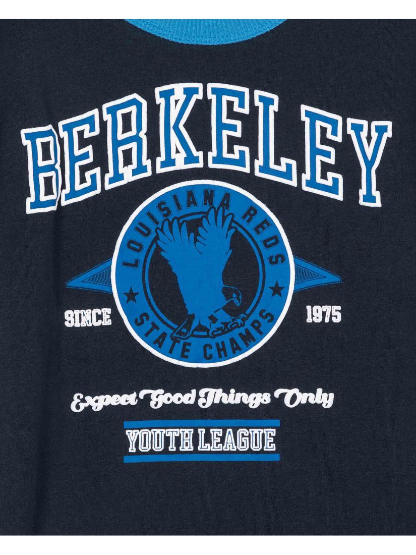 Μπλούζα κοντομάνικη βαμβακερή Losan Try με διάφορα print μπλε ρουά