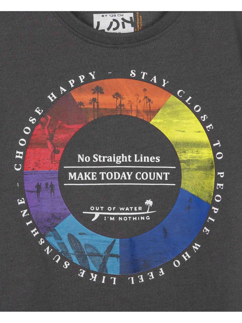 Μπλούζα κοντομάνικη βαμβακερή Losan Try με διάφορα print peach