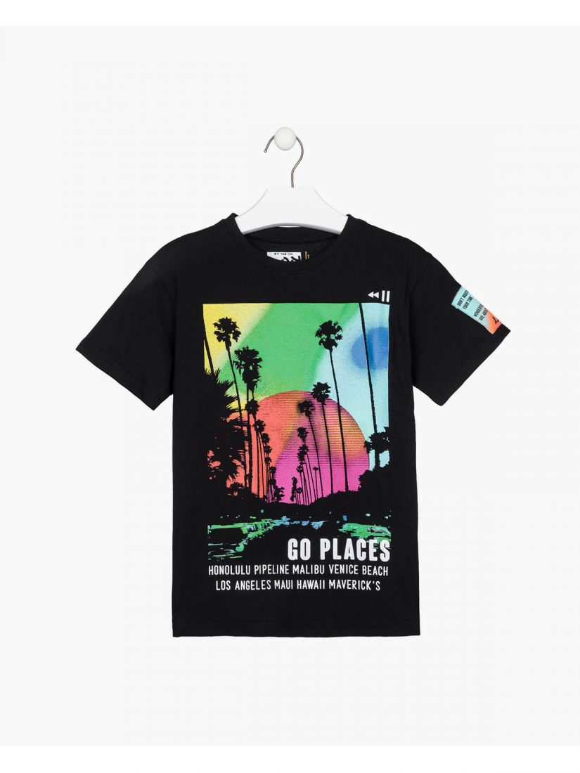 Μπλούζα κοντομάνικη βαμβακερή Losan Try με διάφορα print πράσινο