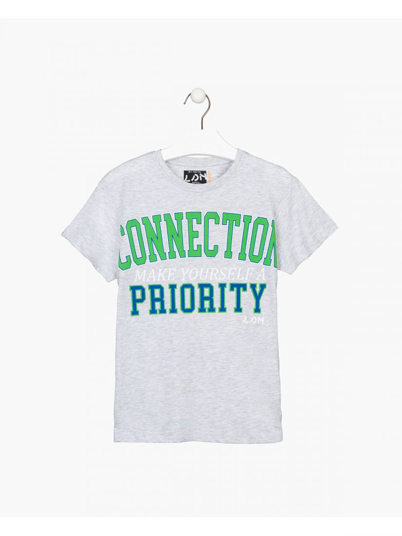 Μπλούζα κοντομάνικη βαμβακερή Losan Try με διάφορα print φυστικί