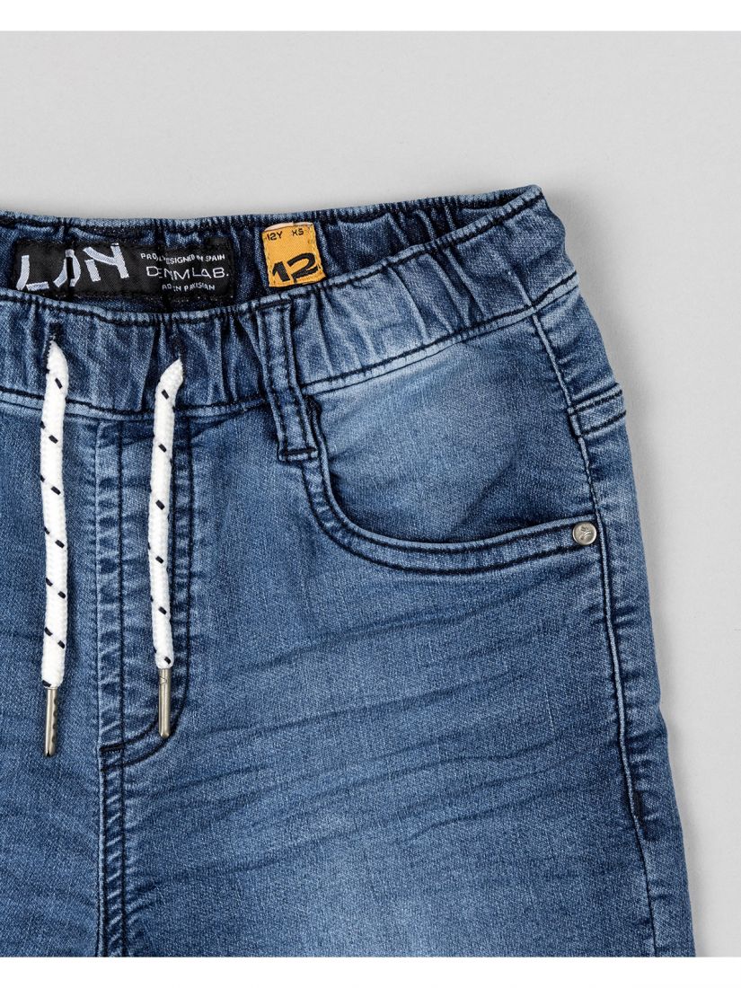 Βερμούδα τζιν βαμβακερή πεντάτσεπη μονόχρωμη  μπλε