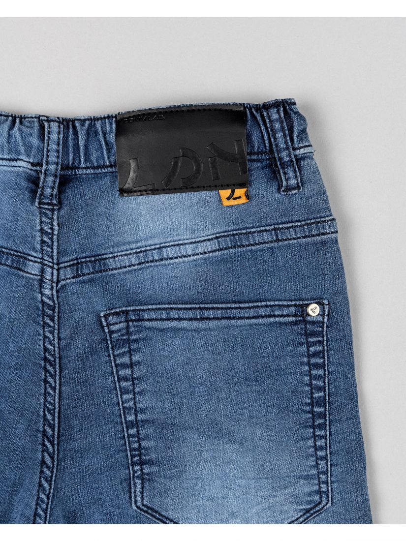 Βερμούδα τζιν βαμβακερή πεντάτσεπη μονόχρωμη  μπλε