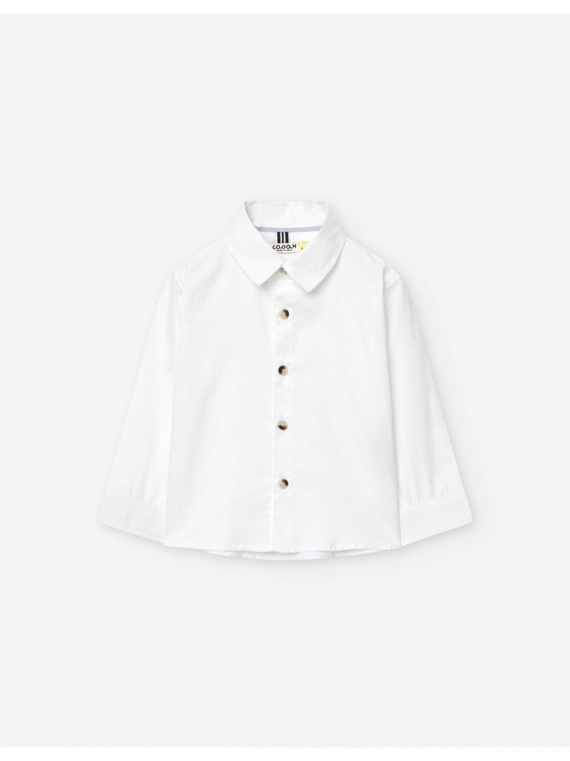 Πουκάμισο βρεφικό μονόχρωμο μακρυμάνικο λευκό