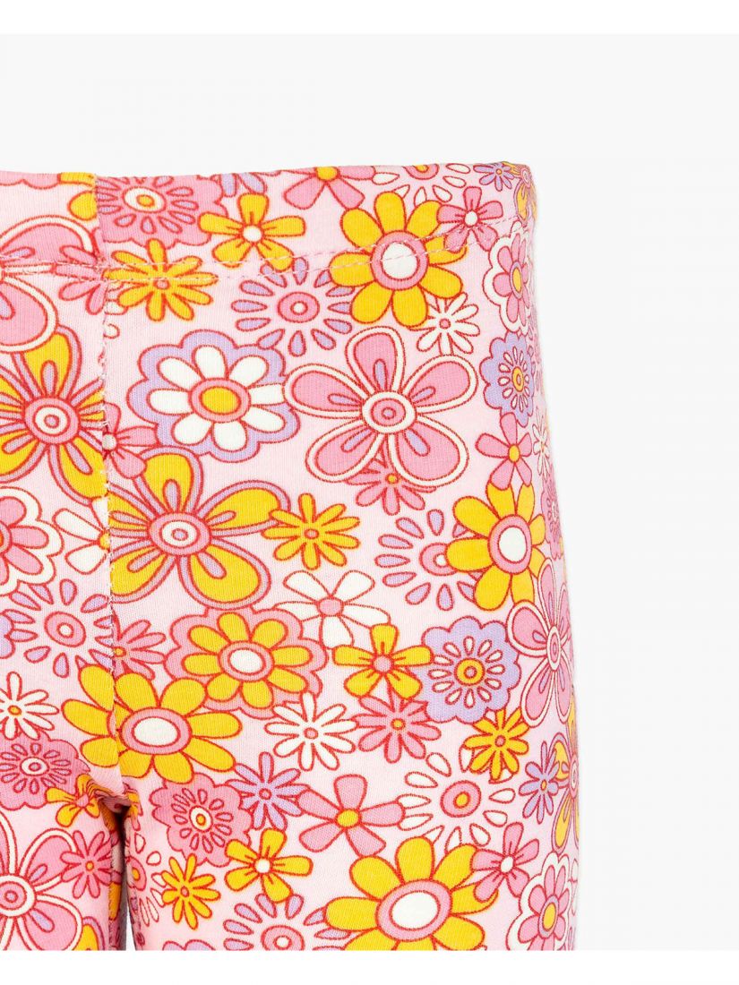 Σετ βρεφικό φλοράλ με κάπρι κολάν και glitter print  ροζ