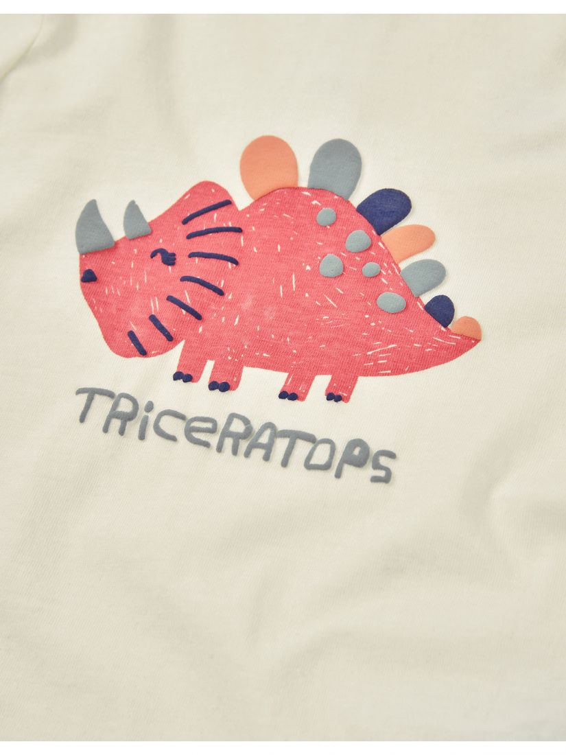 Μπλούζα μακρυμάνικη βαμβακερή με print pink dino λευκό