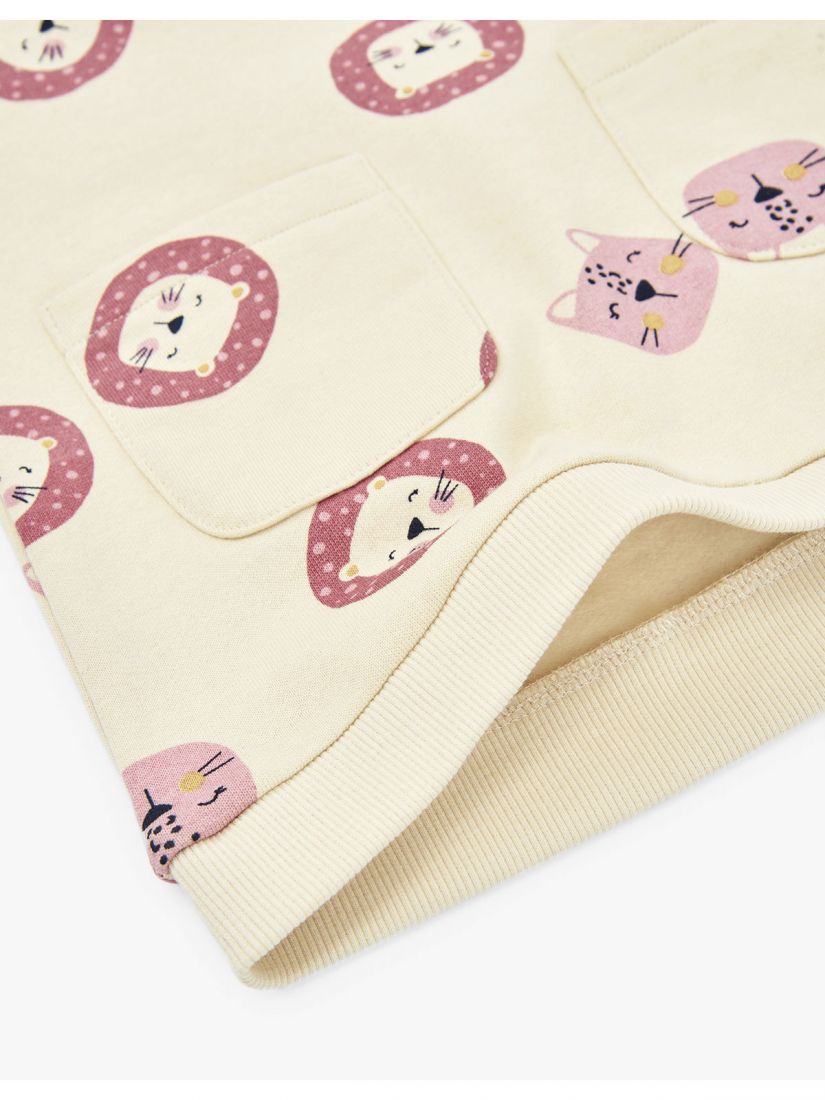 Φόρεμα με φλις επένδυση και print little lions μπεζ