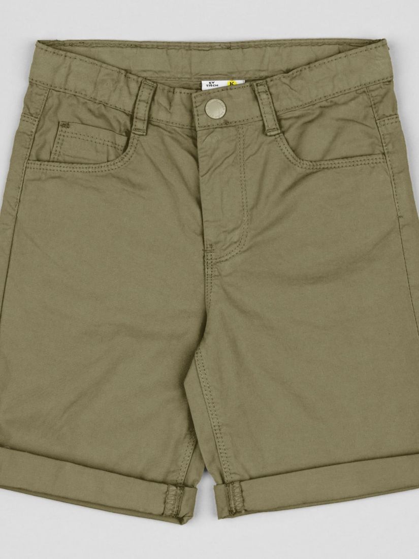 Βερμούδα μονόχρωμη καπαρντίνα με τσέπες και ρεβέρ χακί