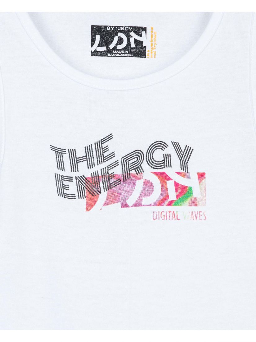 Μπλούζα αμάνικη με print 'The energy' λευκό