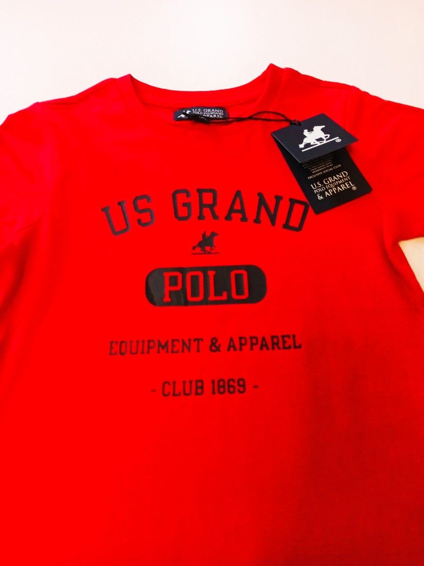 Μπλούζα κοντομάνικη Polo Club με print US GRAND POLO αγόρι μεγάλο κόκκινο