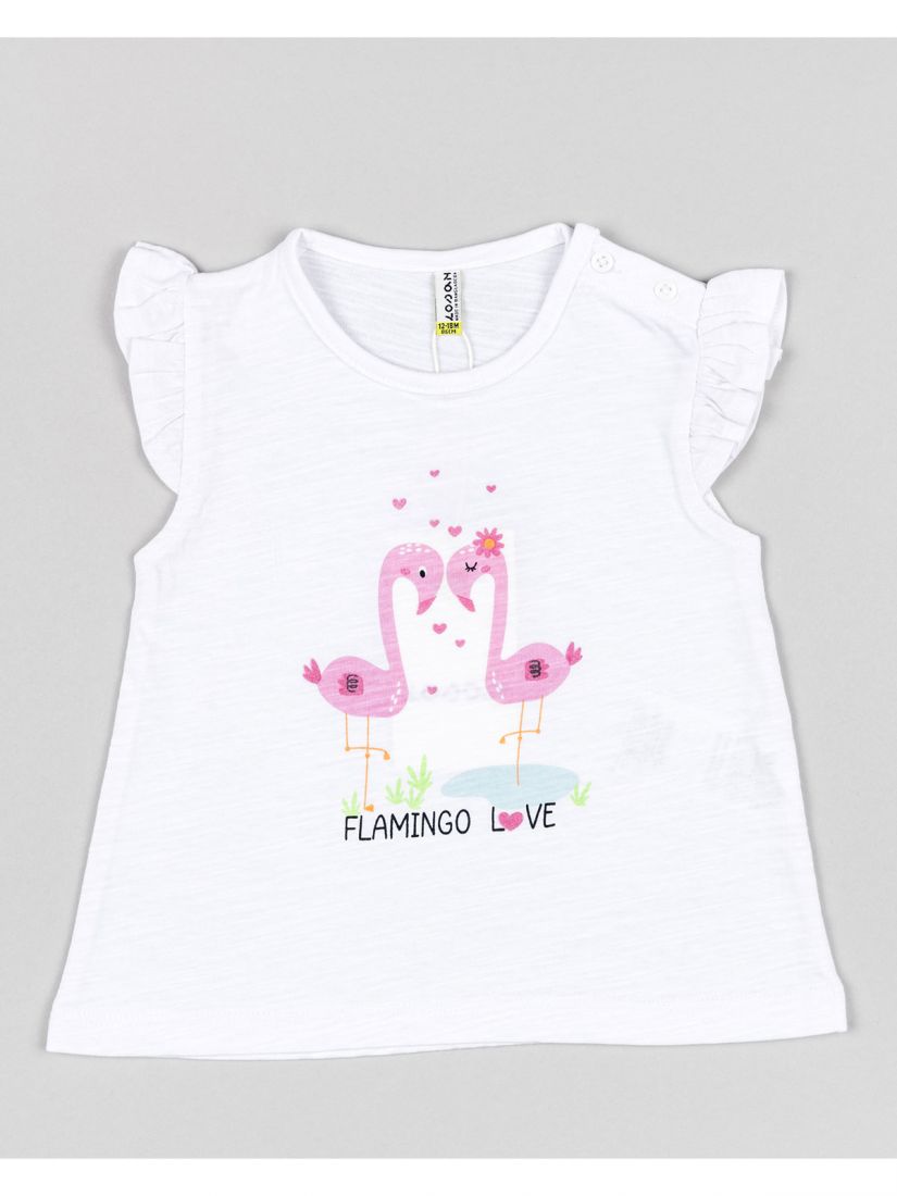 Μπλούζα βρεφική με print flamingo λευκό