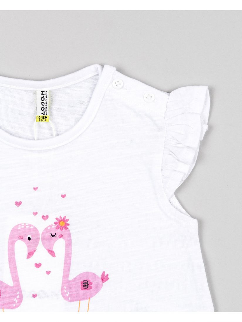 Μπλούζα βρεφική με print flamingo λευκό