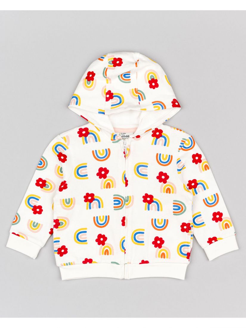 Ζακέτα βρεφική με print rainbows λευκό