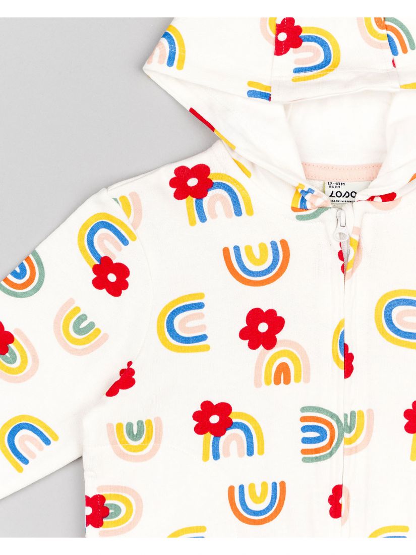 Ζακέτα βρεφική με print rainbows λευκό