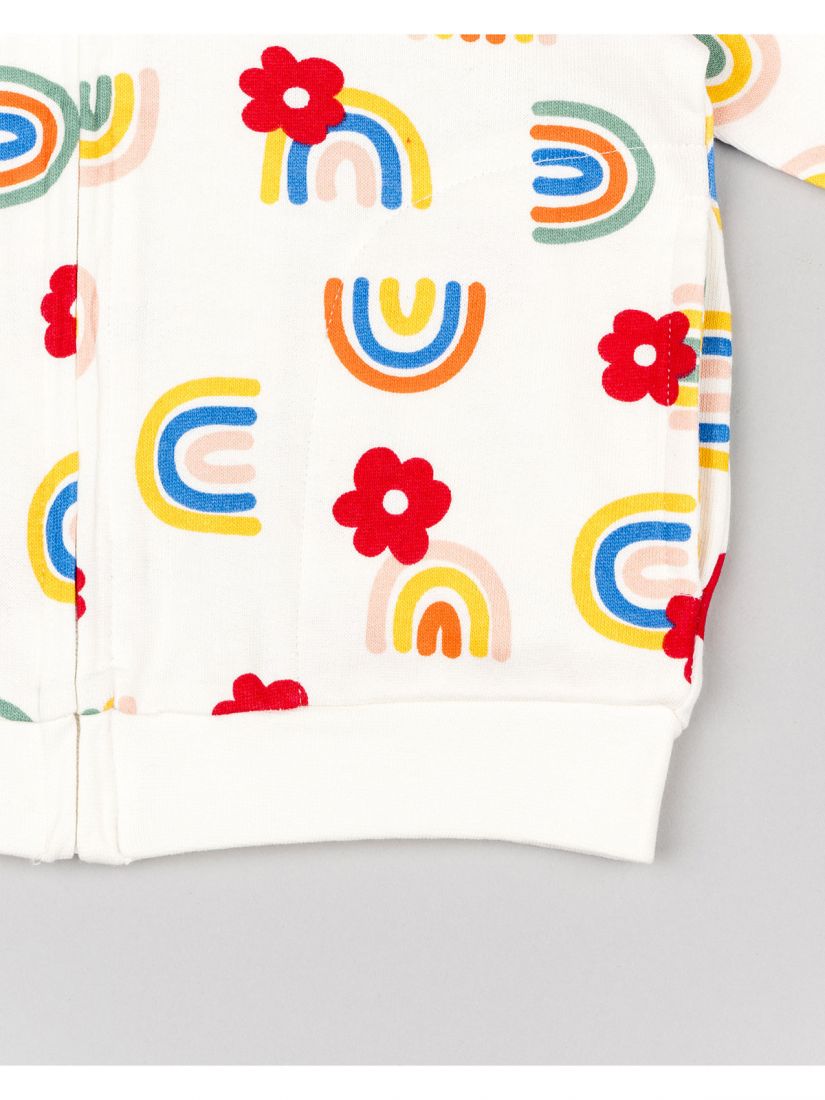 Ζακέτα βρεφική με print rainbows λευκό