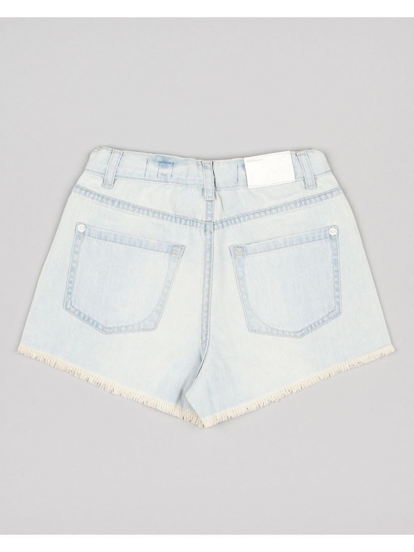 Σορτς τζιν με ξέφτια και στρας μπλε