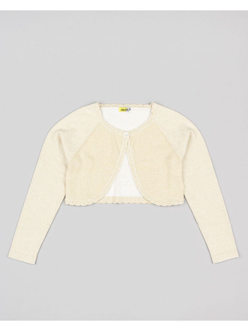 Ζακέτα κροπ με χρυσοκλωστή και βολάν  χρυσό