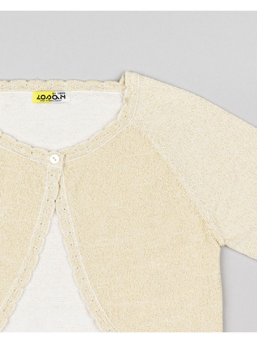 Ζακέτα κροπ με χρυσοκλωστή και βολάν  χρυσό