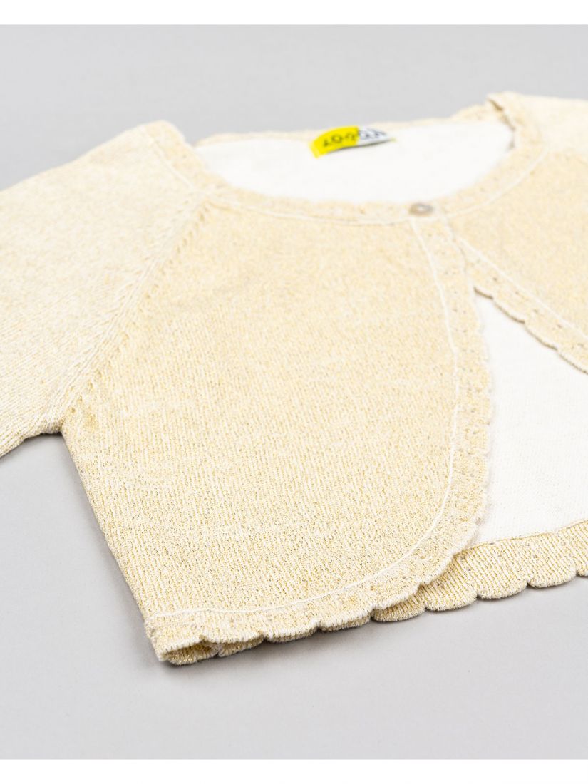 Ζακέτα κροπ με χρυσοκλωστή και βολάν  χρυσό