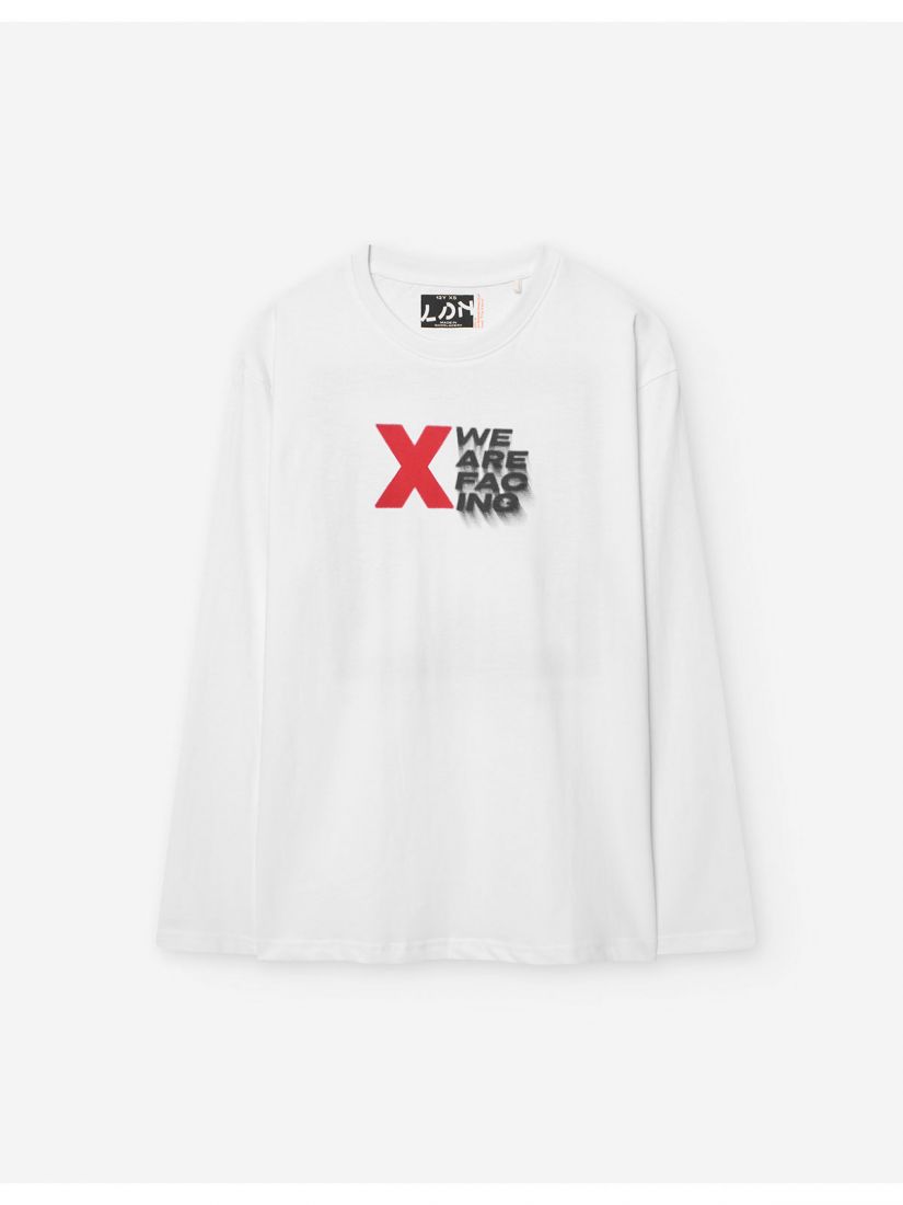 Μπλούζα βαμβακερή μακρυμάνικη με διάφορα print για αγόρι Lsn Try λευκό