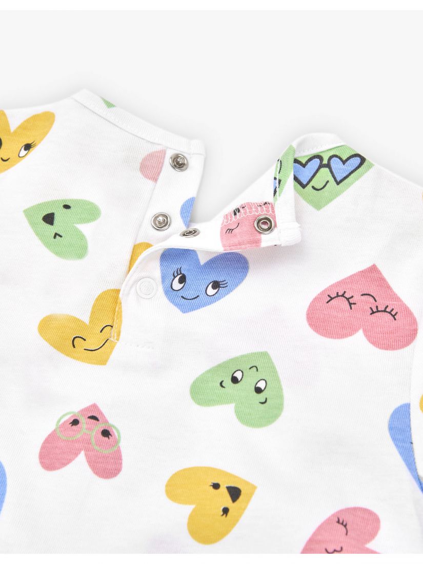 Μπλούζα βαμβακερή μακρυμάνικη με καρδούλες φατσούλες ροζ