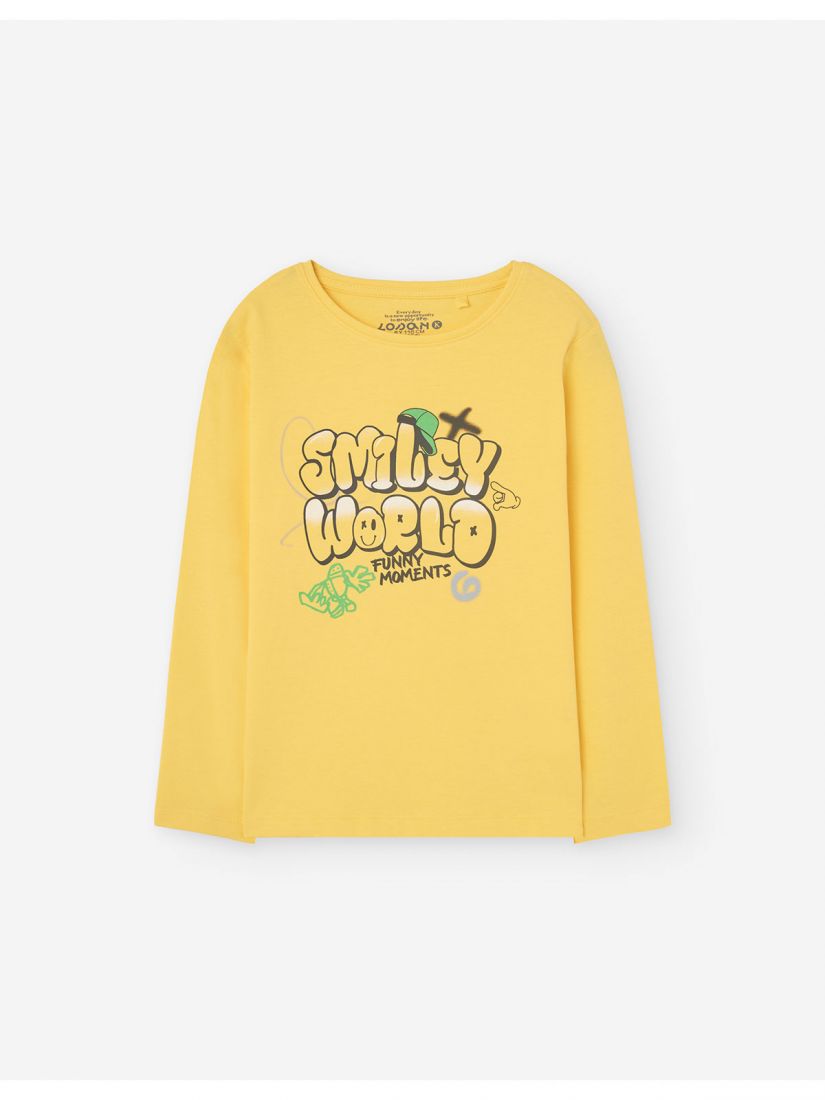 Μπλούζα μακρυμάνικη βαμβακερή με print LSN boy μουσταρδί