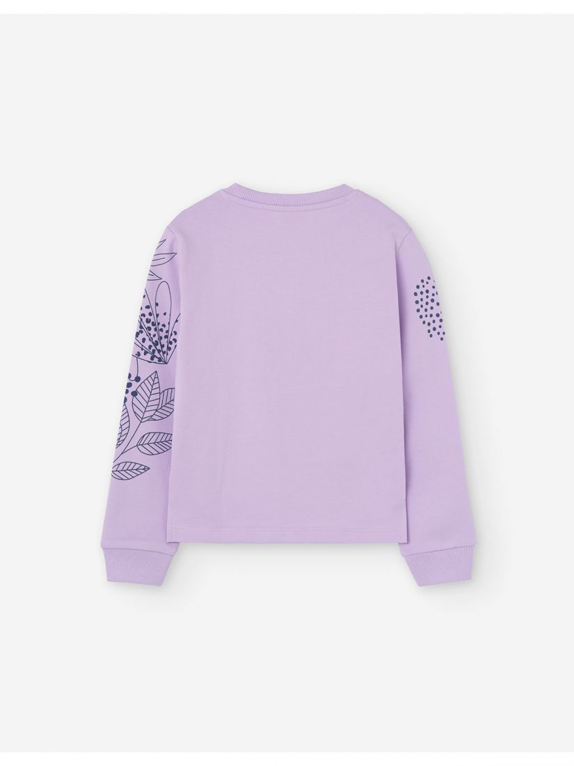 Μπλούζα φούτερ με print flowers λιλά