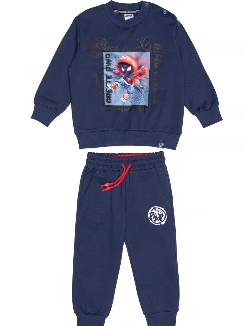 Φόρμα φούτερ λεπτή Spiderman με φωτάκι  μπλε