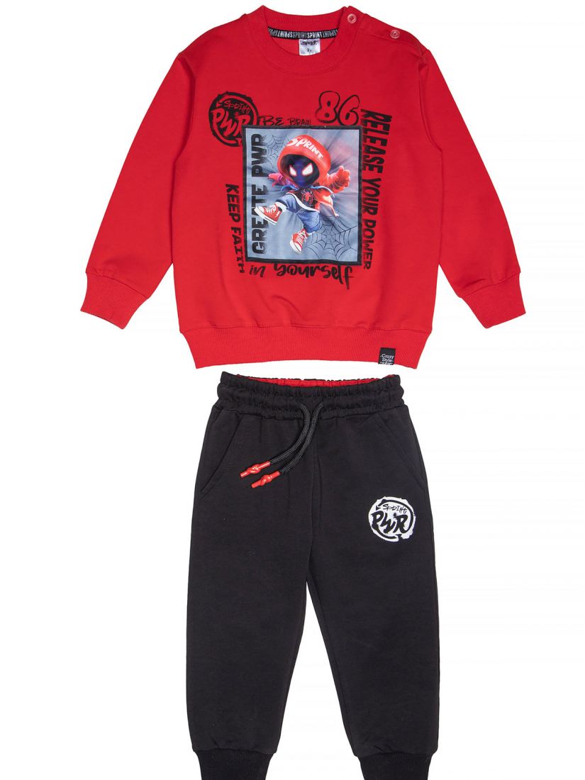 Φόρμα φούτερ λεπτή Spiderman με φωτάκι  κόκκινο