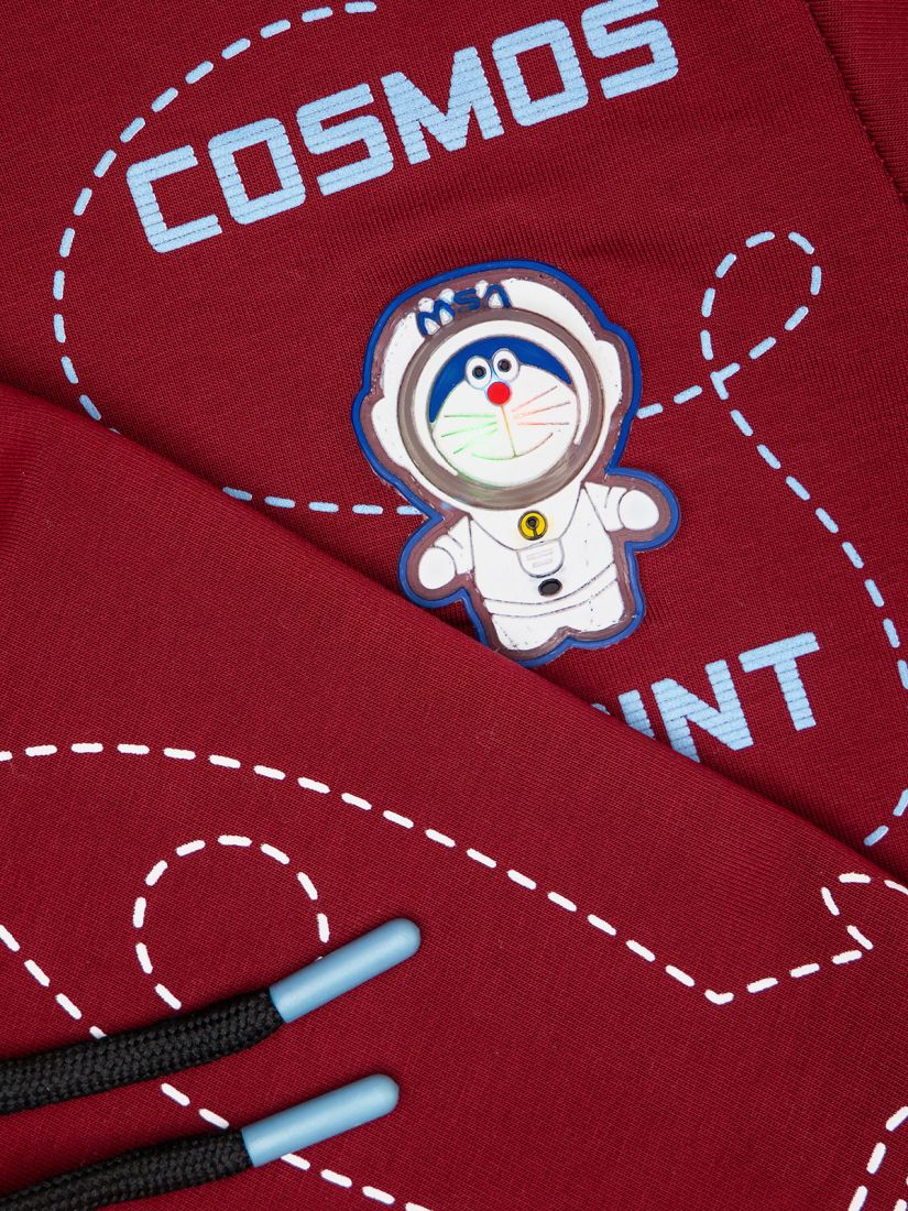 Φόρμα φούτερ λεπτή γάτα αστροναύτης με φωτάκι μπορντώ