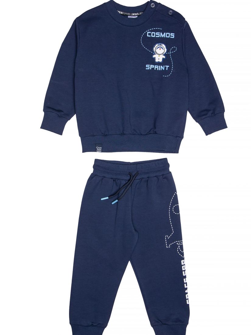 Φόρμα φούτερ λεπτή γάτα αστροναύτης με φωτάκι μπλε