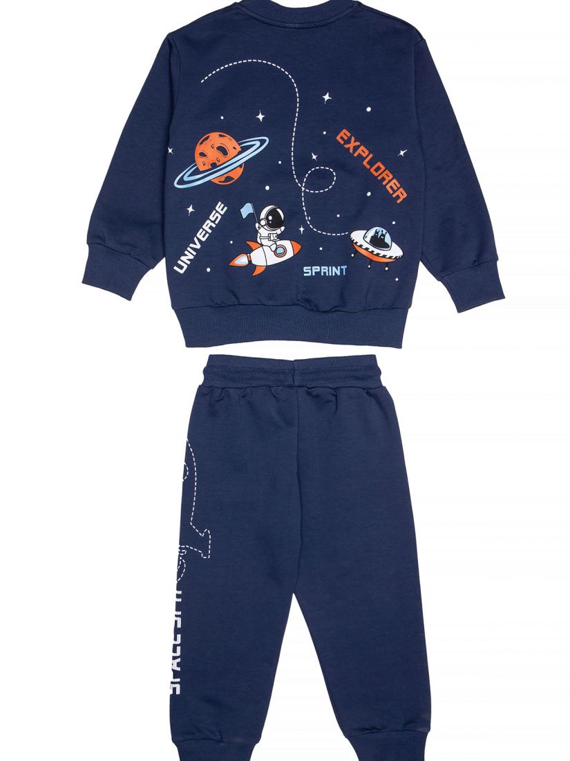 Φόρμα φούτερ λεπτή γάτα αστροναύτης με φωτάκι μπλε