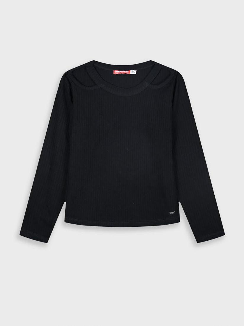 Κροπ τοπ ριπ μονόχρωμο με ανοίγματα στους ώμους μαύρο