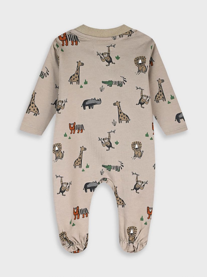 Φορμάκι με φερμουάρ print ζωάκια και σαλιάρα μπεζ