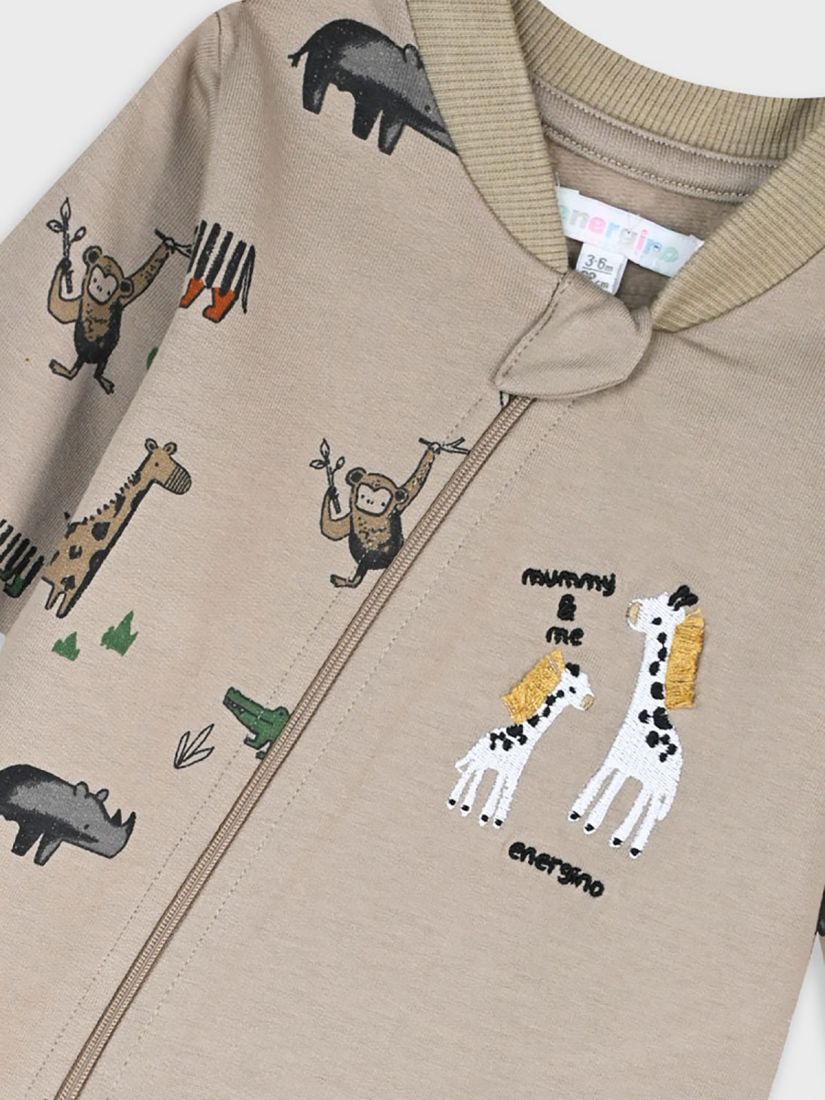 Φορμάκι με φερμουάρ print ζωάκια και σαλιάρα μπεζ