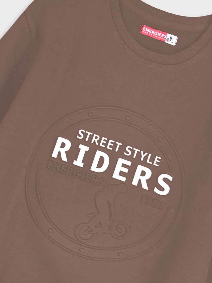 Φόρμα φούτερ με 3D print street style riders σοκολά