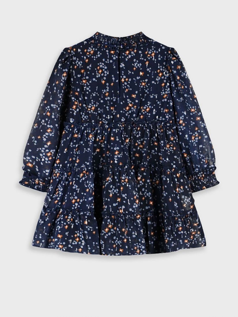 Φόρεμα ζορζέτα φλοράλ με βολάν μπλε