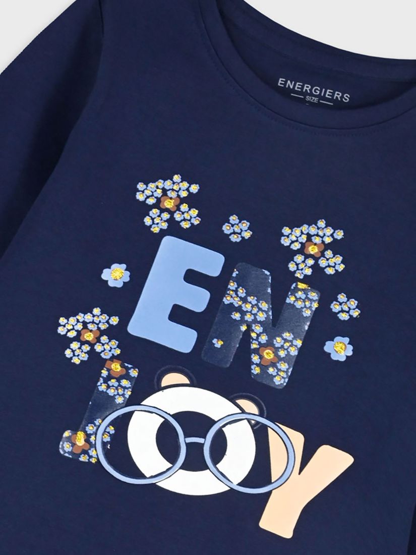 Μπλούζα βαμβακερή μακρυμάνικη με print floral enjoy μπλε