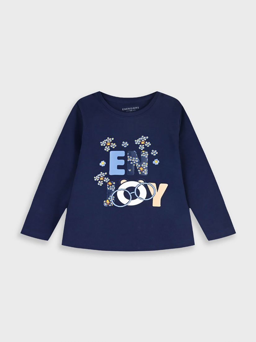 Μπλούζα βαμβακερή μακρυμάνικη με print floral enjoy μπλε