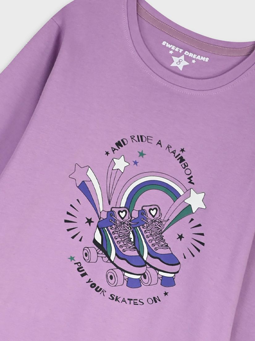 Πυζάμα για κορίτσι μεγάλο με print skates λιλά