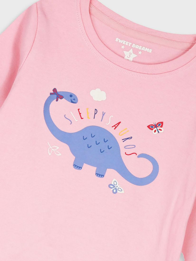 Πυζάμα για κορίτσι μικρό με print sweet dinosaur ροζ