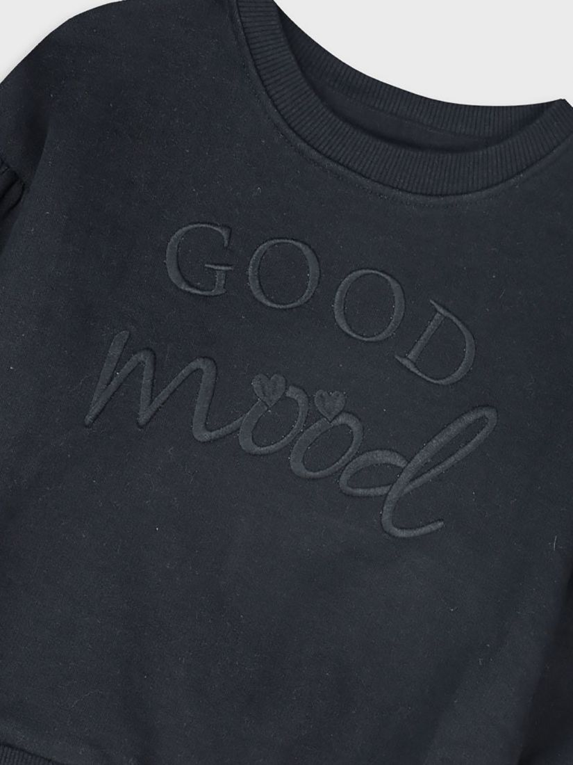 Μπλούζα φούτερ με κέντημα good mood μαύρο