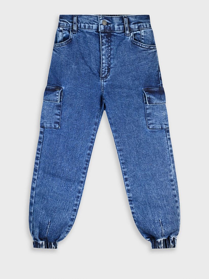 Παντελόνι τζιν cargo με λάστιχο στο τελείωμα μπλε