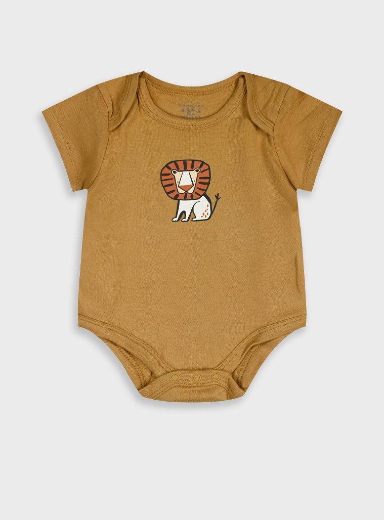 Ζιπουνάκια κοντομάνικα πακέτο των 5 print jungle animals μπεζ