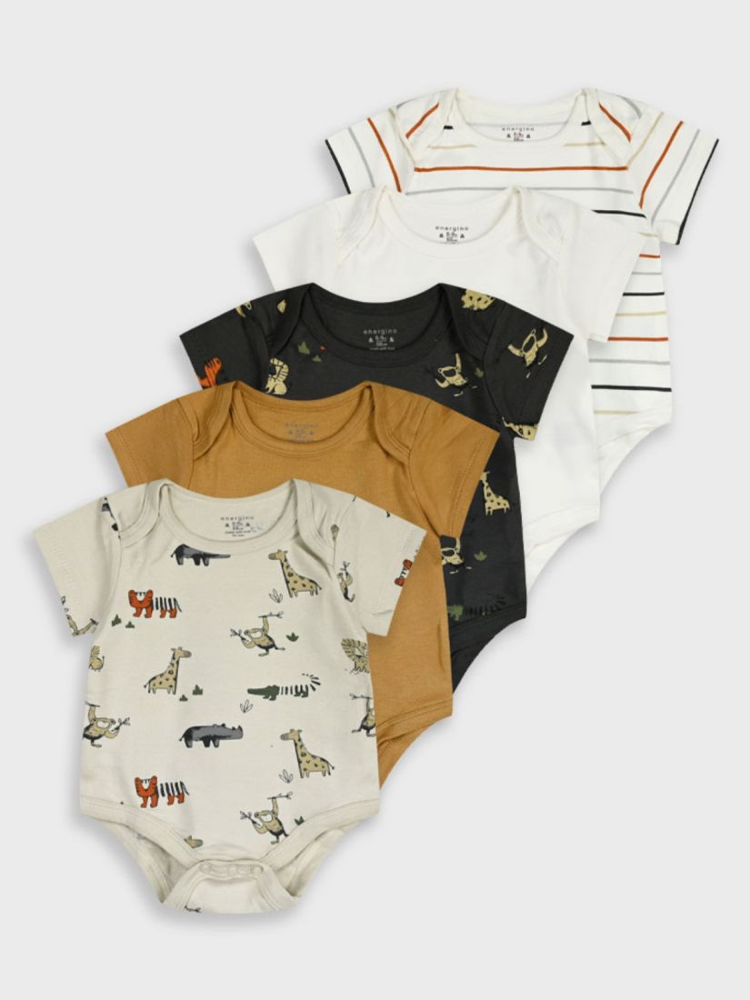 Ζιπουνάκια κοντομάνικα πακέτο των 5 print jungle animals μπεζ
