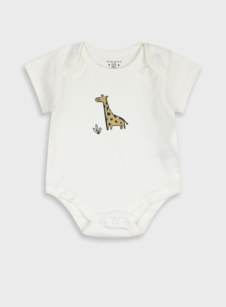 Ζιπουνάκια κοντομάνικα πακέτο των 5 print jungle animals μπεζ