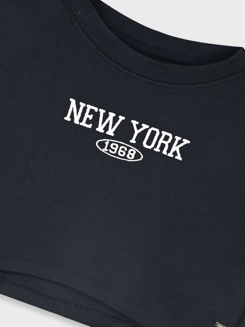 Κροπ τοπ φούτερ με κέντημα New York μαύρο