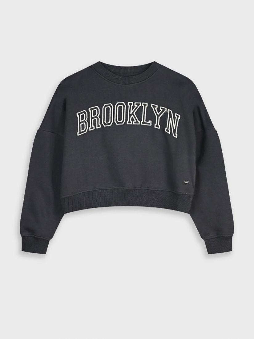 Κροπ τοπ φούτερ με κέντημα Brooklyn μαύρο
