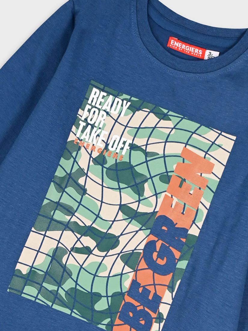 Μπλούζα βαμβακερή μακρυμάνικη με print be green μπλε