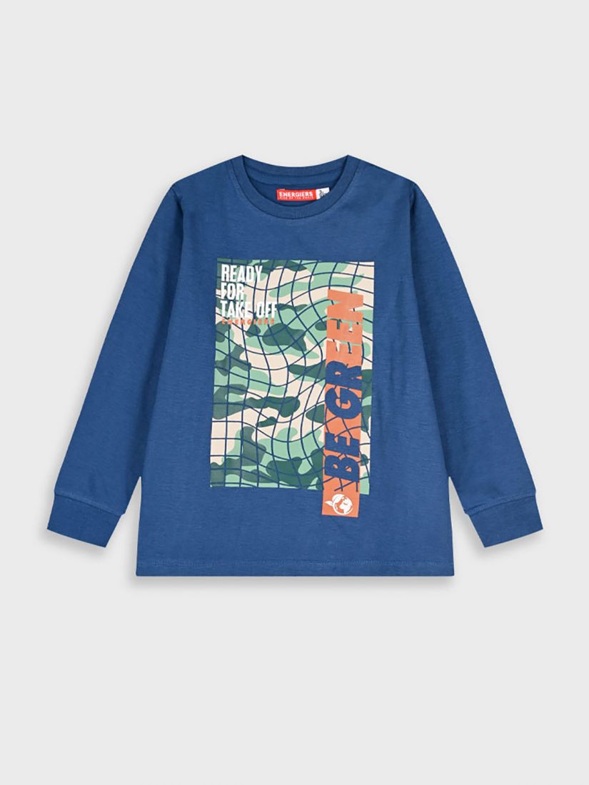 Μπλούζα βαμβακερή μακρυμάνικη με print be green μπλε